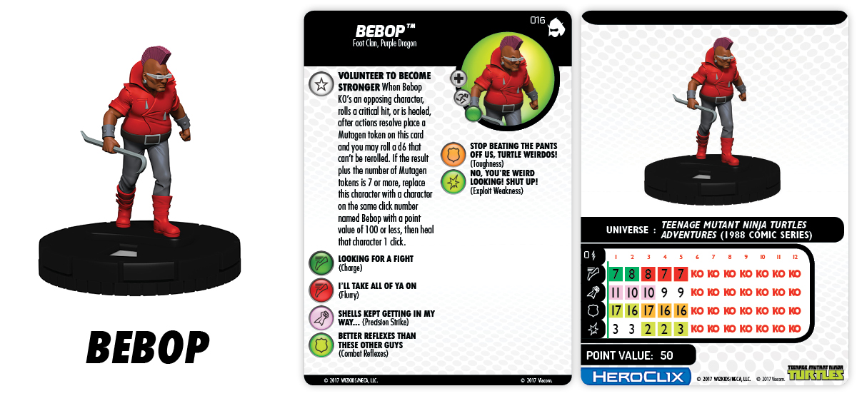 Teenage Mutant Ninja Turtles ~ BEBOP #016 HeroClix Set 3 Shredder's TMNT #16 