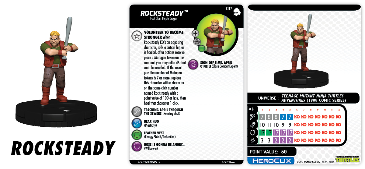 Heroclix TMNT Unplugged Series 4 Rocksteady #018 Uncommon w/ Card 