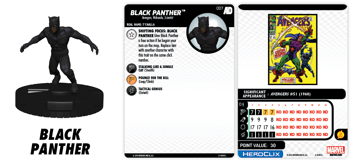 Marvel Heroclix Avengers Defenders War set Black Panther #007 Common 